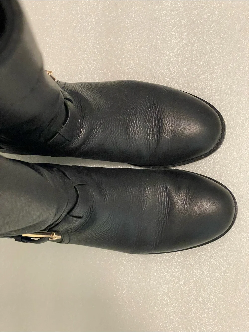 Tory Burch Black Leather Over-the-Knee Riding Boots with Gold Logo